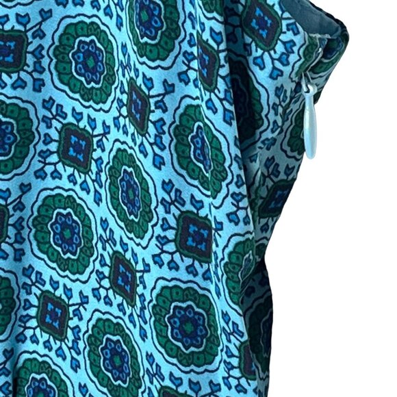 Banana Republic Blue Geometric Fit & Flare Dress Women’s 0 XS Sleeveless - Picture 5 of 7